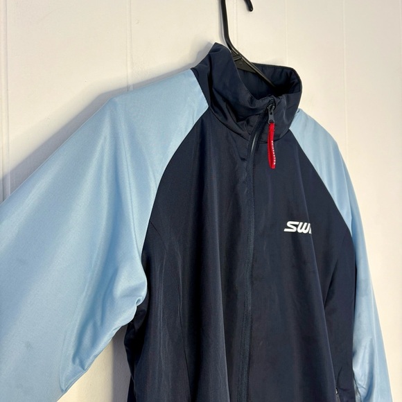 SWIX Women’s Jacket Full Zip Blue Black Activewear Running Swixfactor Medium - Picture 2 of 8